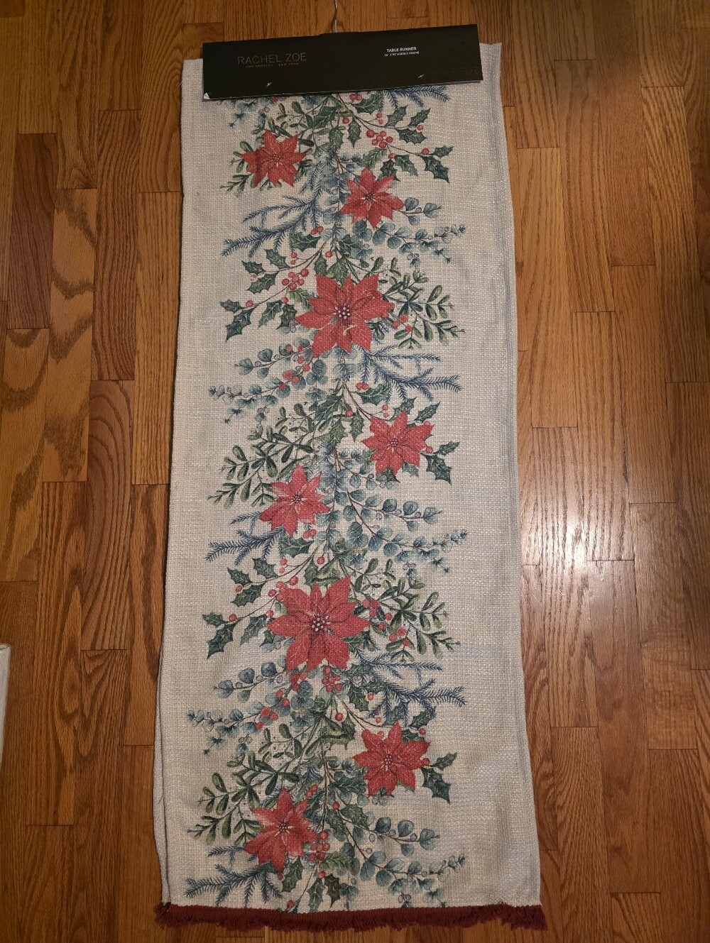 Rachel Zoe Christmas Poinsettia Table Runner NWT 16" X 90"